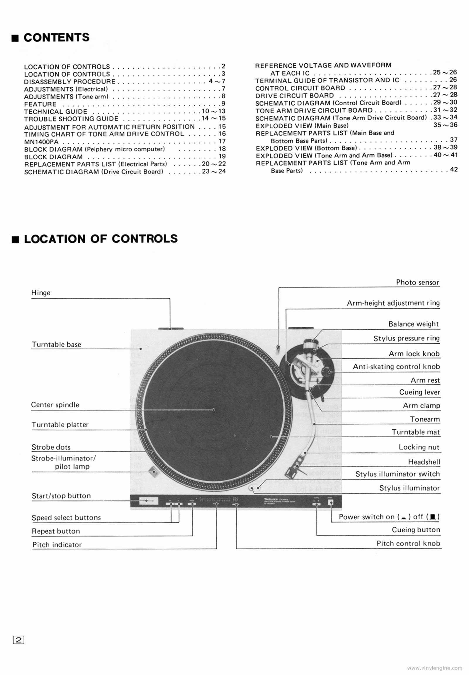 technics 1200 parts diagram