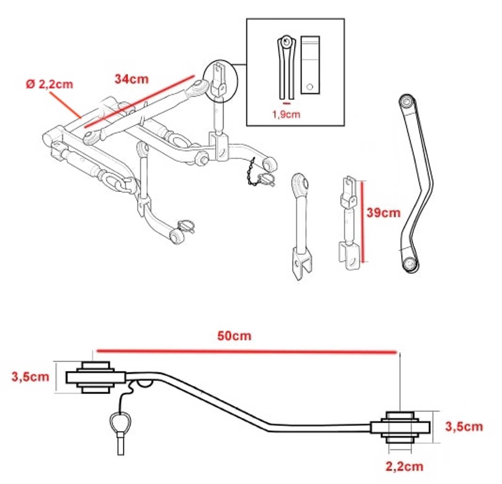 three point hitch parts diagram