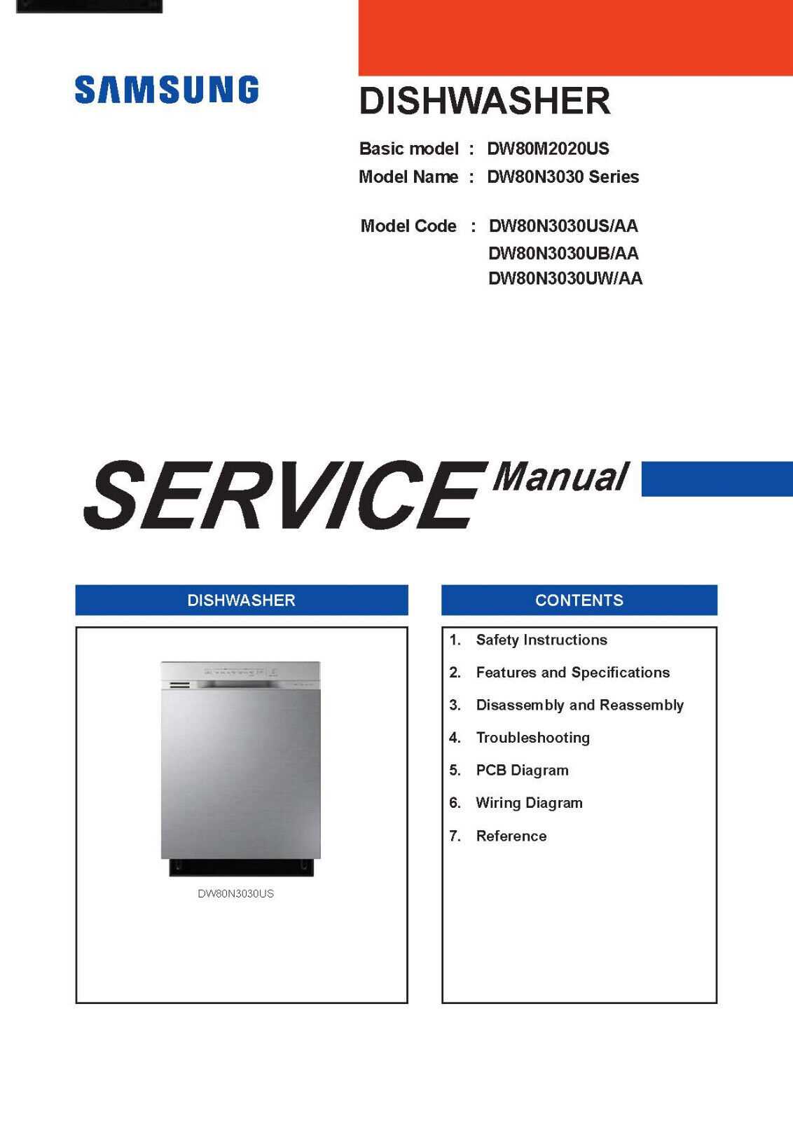 samsung dw80n3030us parts diagram