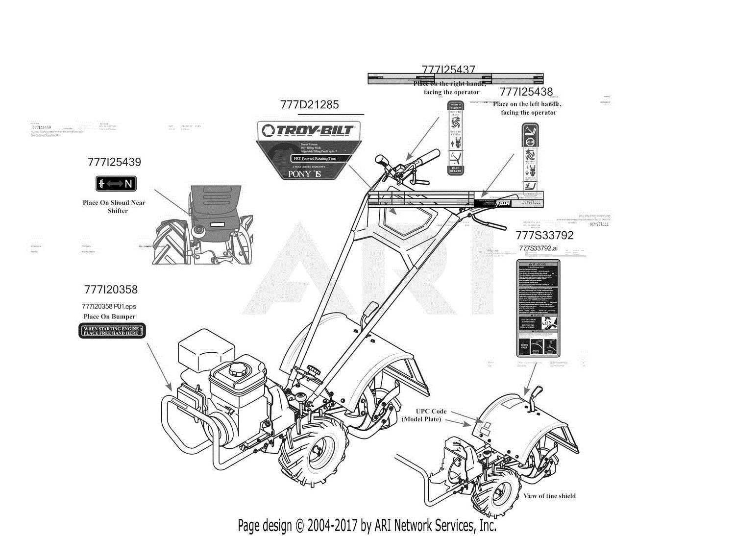 troy bilt pony tiller parts diagram