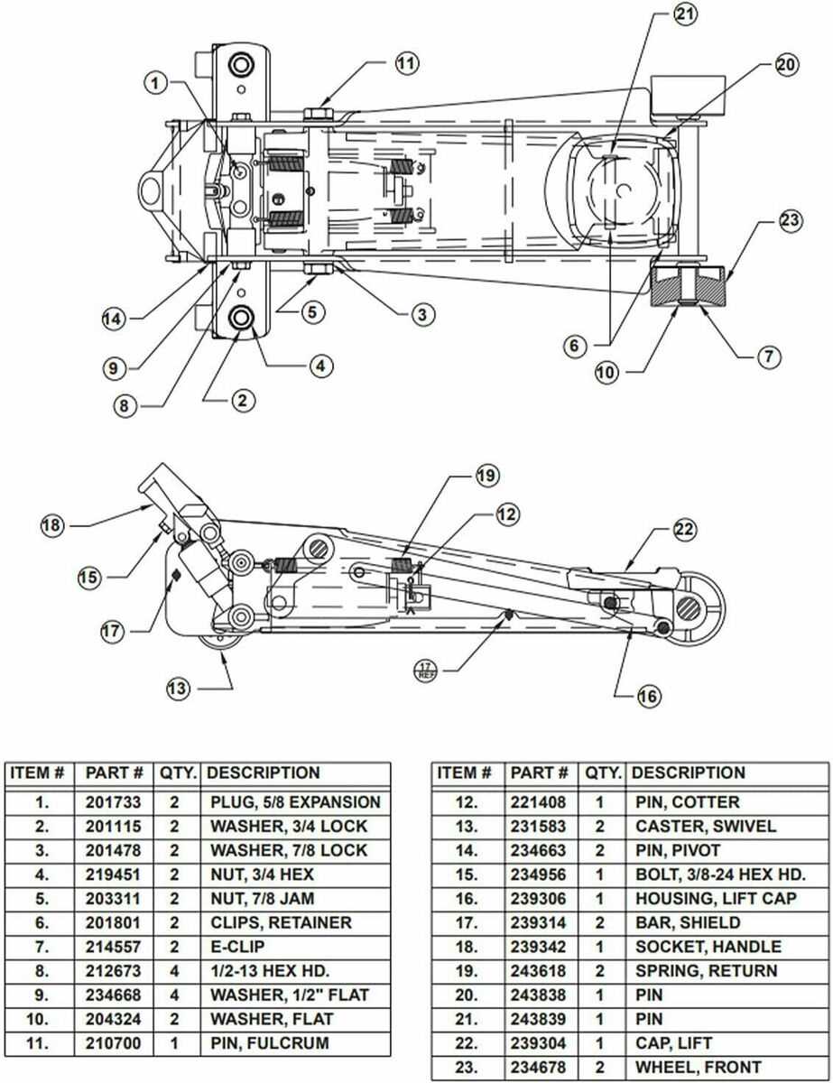 walker floor jack parts diagram