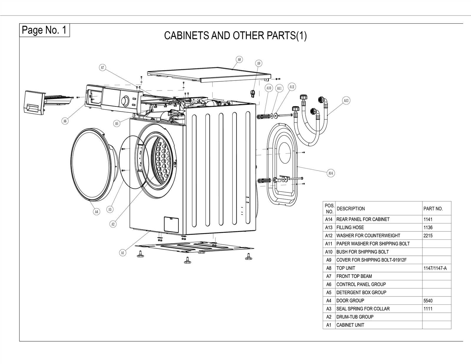 washer machine parts diagram