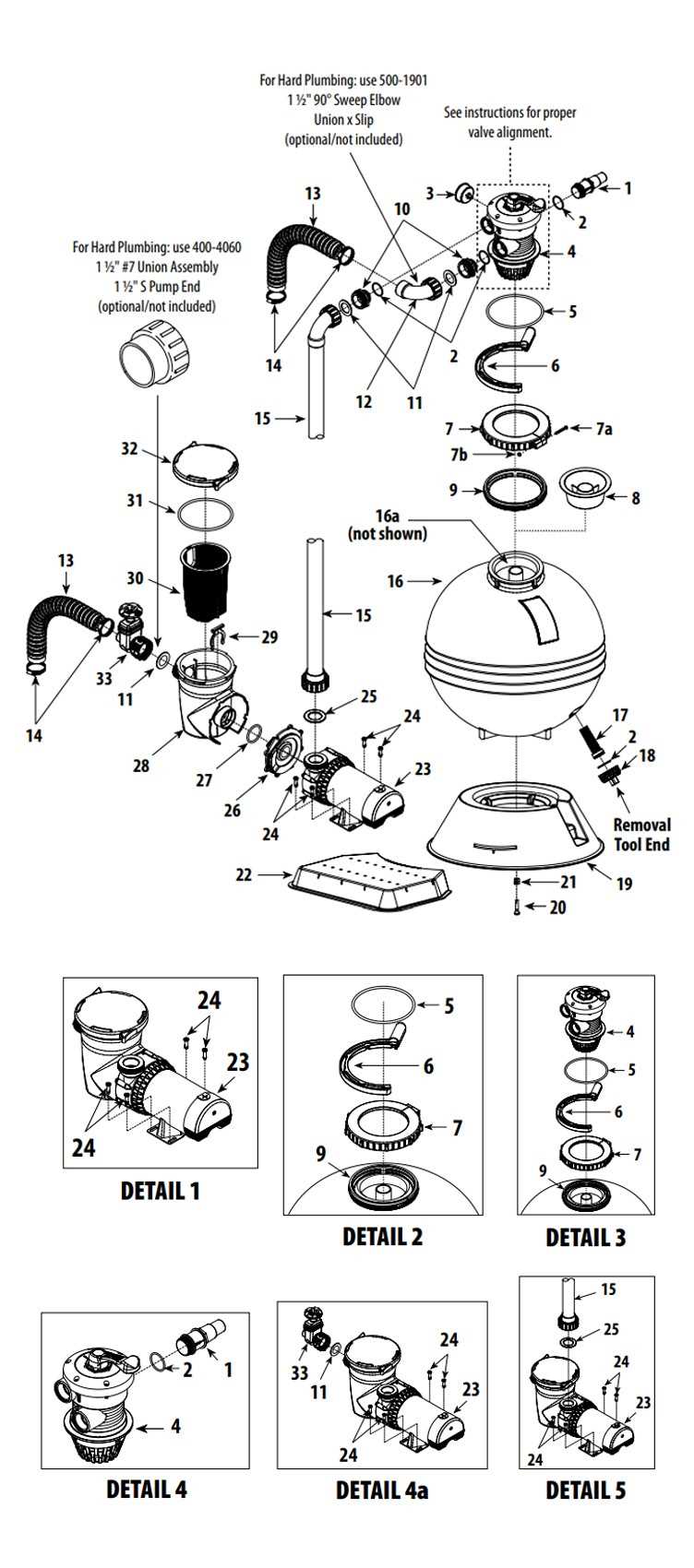 waterway pool filter parts diagram