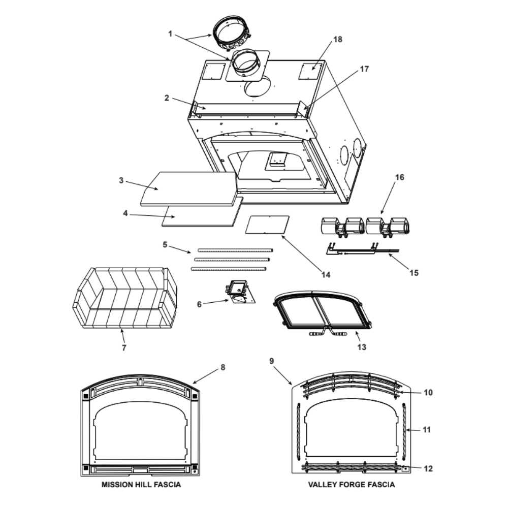 wood burning fireplace parts diagram