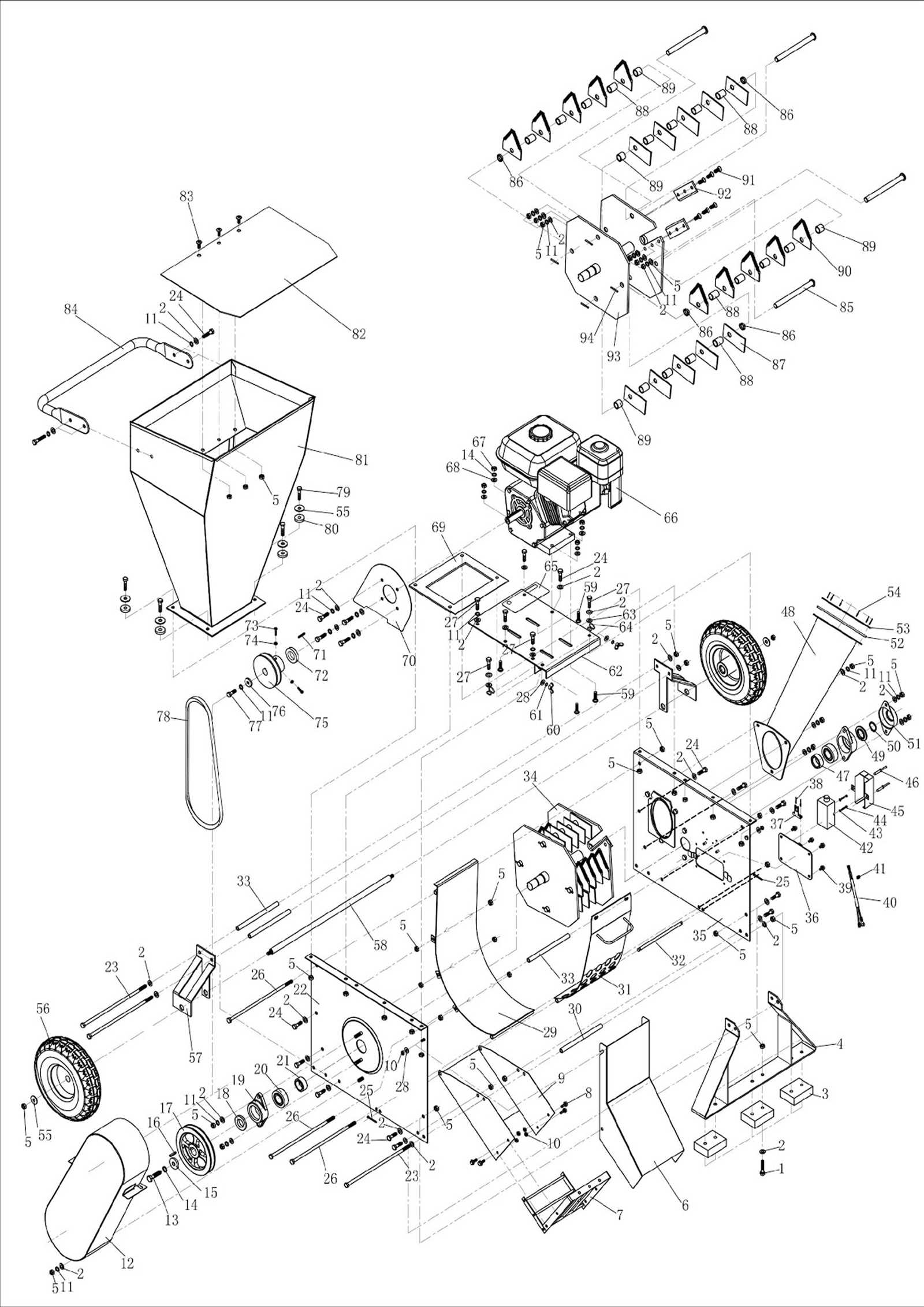 wood chipper parts diagram