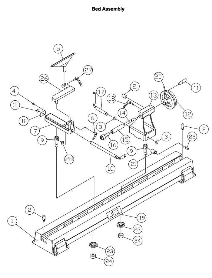 wood lathe parts diagram