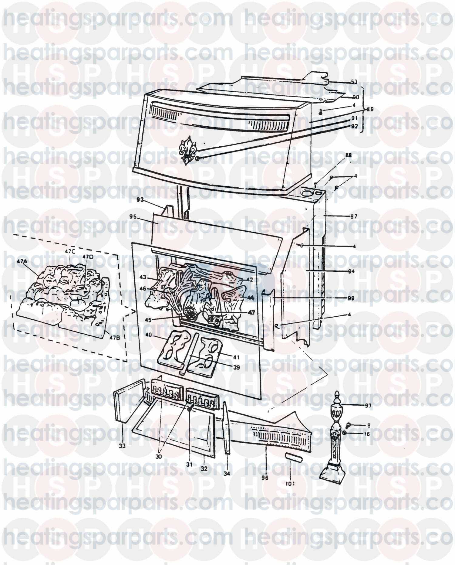 valor gas fire parts diagram