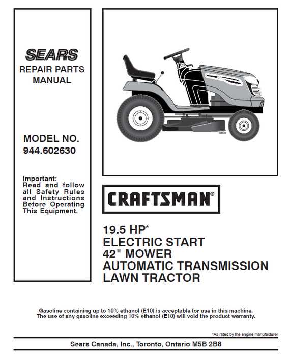 sears riding mower parts diagram