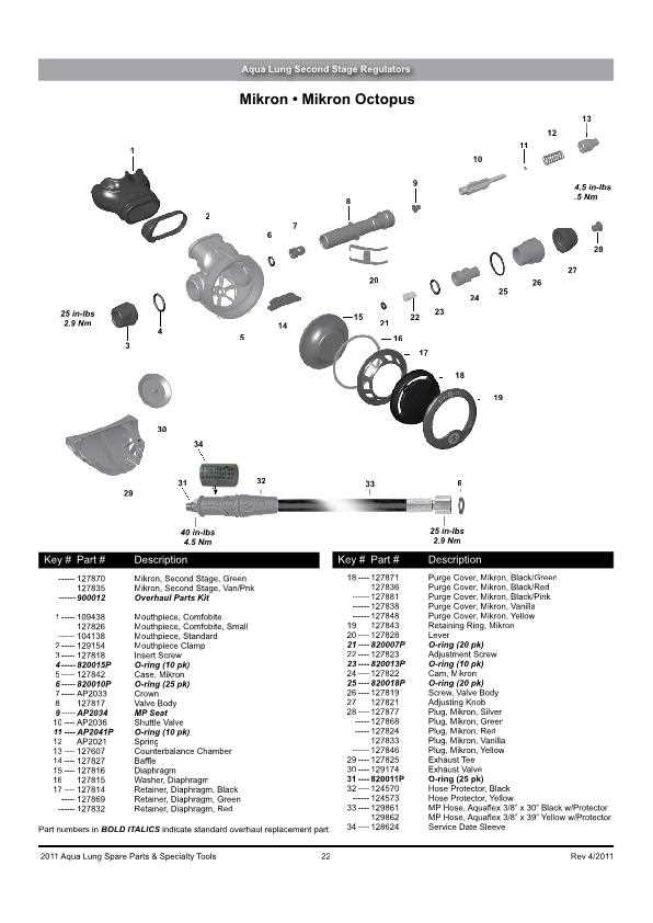 scuba regulator parts diagram