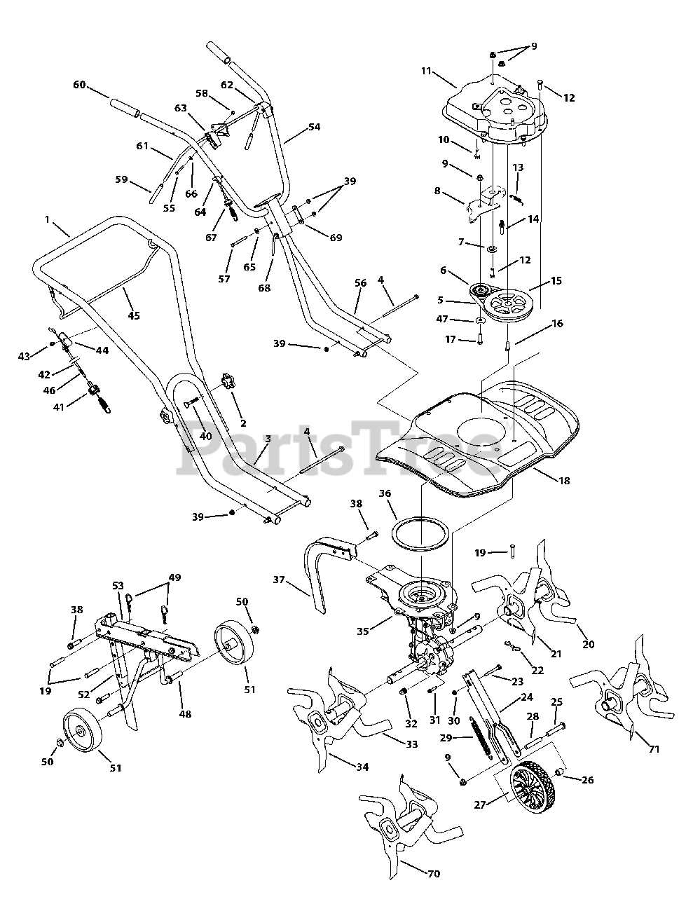 yard machine front tine tiller parts diagram