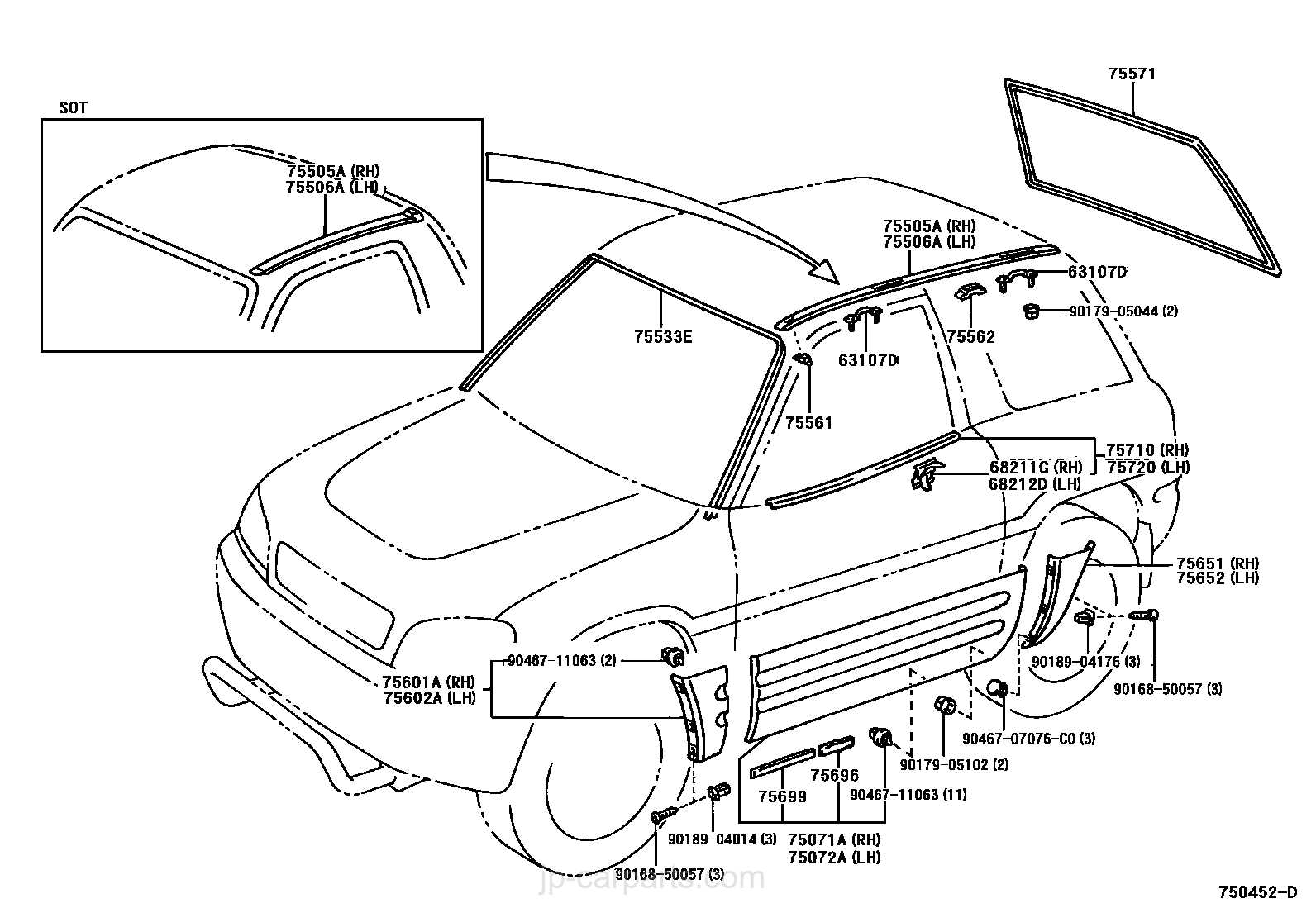 toyota rav4 body parts diagram