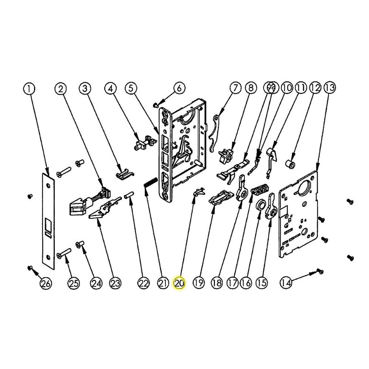 sargent mortise lock parts diagram