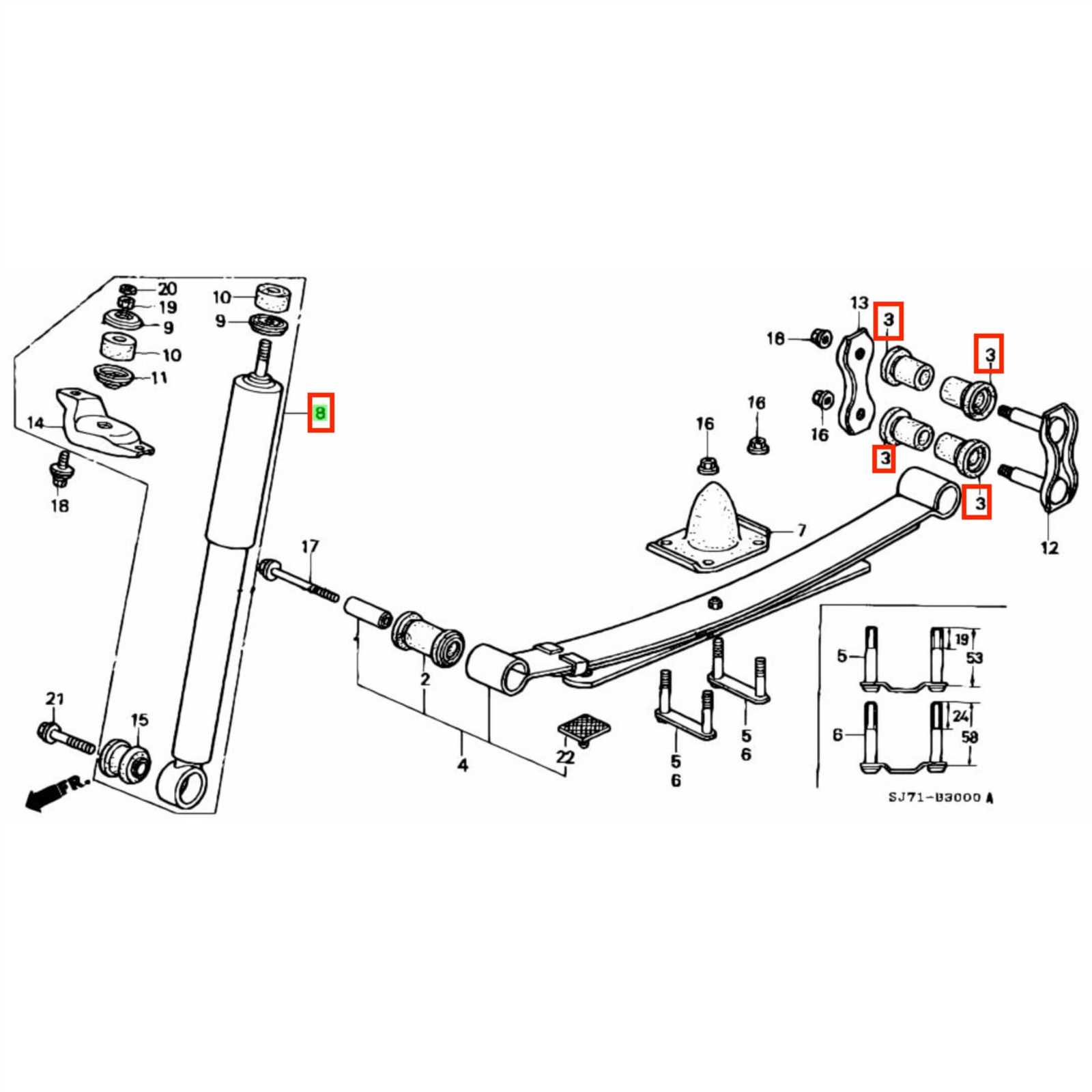 truck rear suspension parts diagram