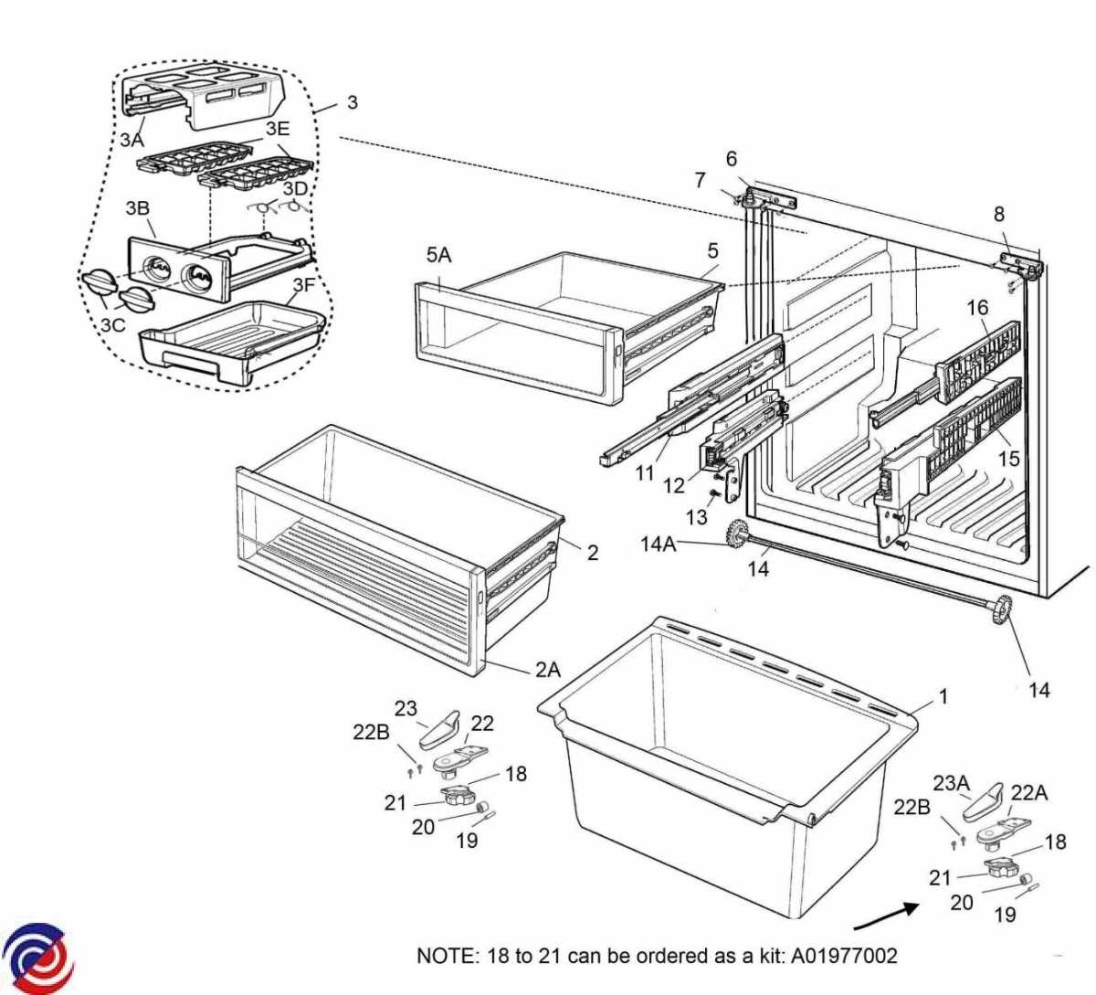 westinghouse fridge parts diagram